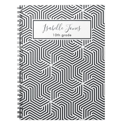 stijlvol, geometrisch script aangepast schoolnoteb notitieboek (Voorkant)
