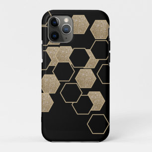 stijlvol geometrisch zwart-goudhexagonpatroon Case-Mate iPhone case