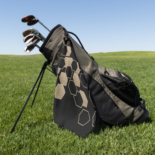 stijlvol geometrisch zwart-goudhexagonpatroon golfhanddoek (Groen)