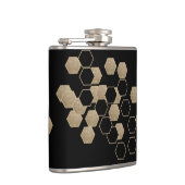 stijlvol geometrisch zwart-goudhexagonpatroon heupfles (Rechts)