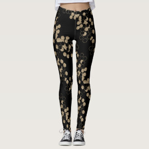 stijlvol geometrisch zwart-goudhexagonpatroon leggings