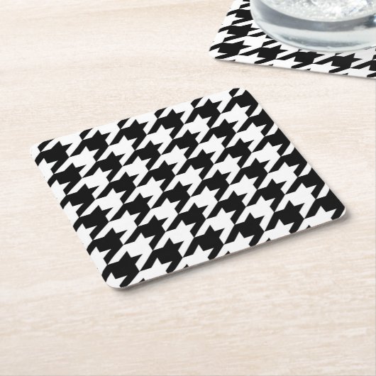 stijlvol geometrisch zwart wit geluidsdieptepatroo kartonnen onderzetters (Schuin)