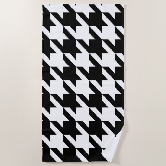 stijlvol geometrisch zwart wit geluidsdieptepatroo strandlaken (Voorkant)