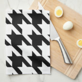 stijlvol geometrisch zwart wit geluidsdieptepatroo theedoek (Quarter Fold)