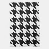 stijlvol geometrisch zwart wit geluidsdieptepatroo theedoek (Verticaal)