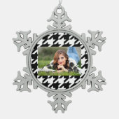 stijlvol geometrisch zwart wit geluidsdieptepatroo tin sneeuwvlok ornament (Voorkant)