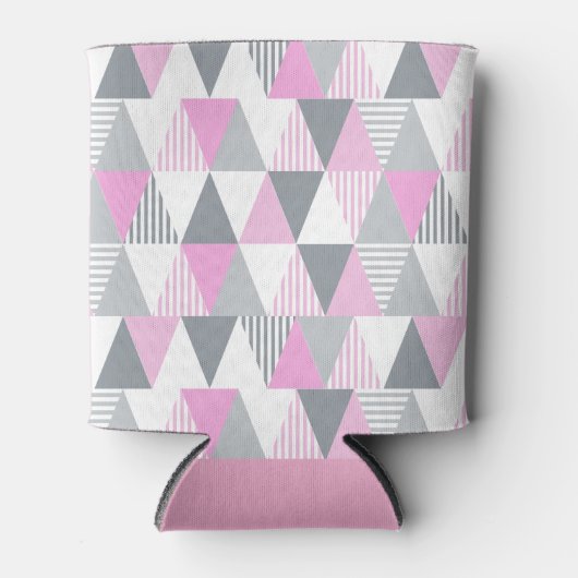 Stijlvol Geometrische roze grijs gepatterd Blikjeskoeler (Voorkant)