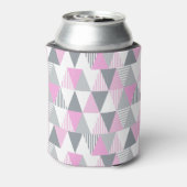 Stijlvol Geometrische roze grijs gepatterd Blikjeskoeler (Blikje Achterkant)