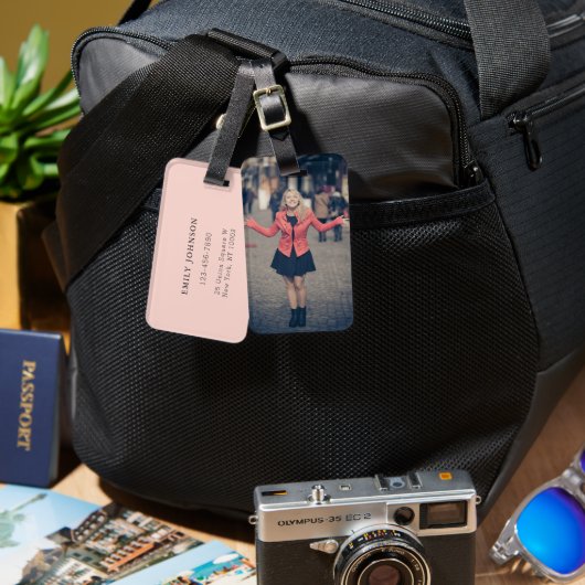 Stijlvol gepersonaliseerd Bagagelabel met foto (Voorkant /achterkant)
