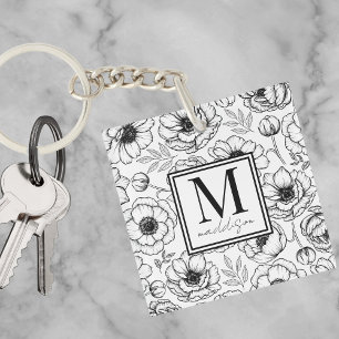 Stijlvol gepersonaliseerd Initiaal monogram Sleutelhanger
