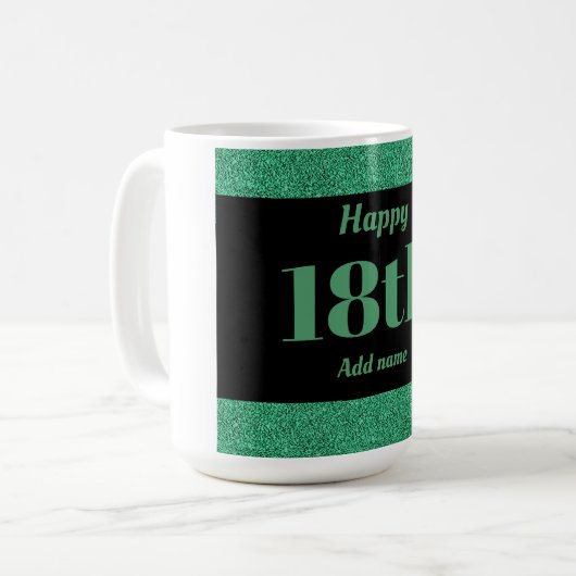 , stijlvol, gepersonaliseerd mok cadeau voor 18e v (Voorkant links)