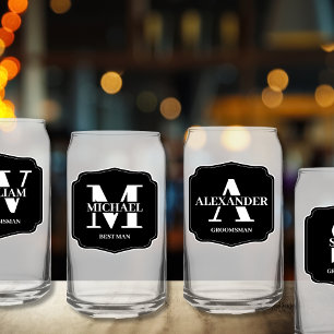 Stijlvol gepersonaliseerd Monogram Groomsman voors Blikvorm Glas