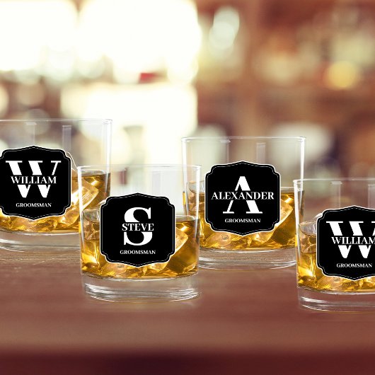 Stijlvol gepersonaliseerd Monogram Groomsman voors Whisky Glas