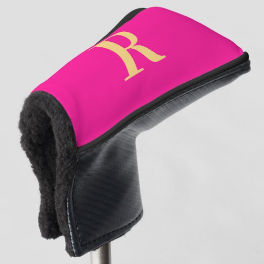 Stijlvol gepersonaliseerd monogram Hot Pink Golfheadcover (3/4 voorkant)