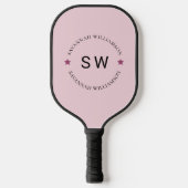 Stijlvol gepersonaliseerd monogram roze pickleball paddle (Voorkant)
