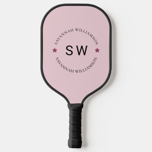 Stijlvol gepersonaliseerd monogram roze pickleball paddle (Achterkant)