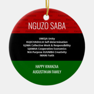 Stijlvol gepersonaliseerd NGUZO SABA Happy Kwanzaa Keramisch Ornament