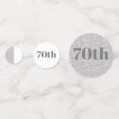 Stijlvol gepersonaliseerd verjaardagscentrum 70th confetti (Achterkanten)