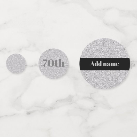 Stijlvol gepersonaliseerd verjaardagscentrum 70th confetti (Voorkanten)