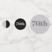 Stijlvol gepersonaliseerd verjaardagscentrum 70th confetti (Achterkanten)