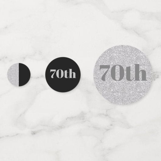 Stijlvol  gepersonaliseerd verjaardagscentrum 70th confetti (Achterkanten)