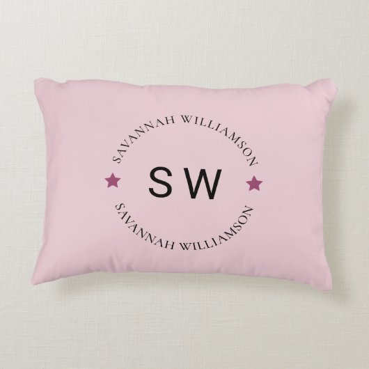 Stijlvol gepersonaliseerd zacht roze accent kussen (Achterkant)