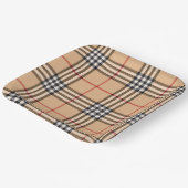 Stijlvol geruit Warm bruine basis Wit Zwart Bruin  Papieren Bordje (Gebogen)