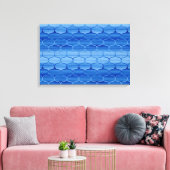 Stijlvol geschilderd blauw Ogee patroon Canvas Afdruk (Insitu (Woonkamer))