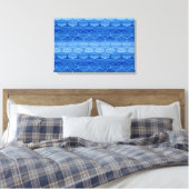 Stijlvol geschilderd blauw Ogee patroon Canvas Afdruk (Insitu (Slaapkamer))