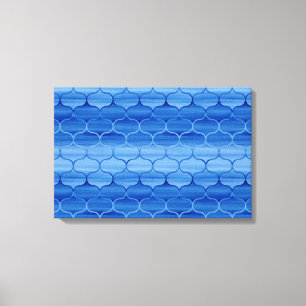Stijlvol geschilderd blauw Ogee patroon Canvas Afdruk