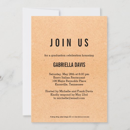 Stijlvol gesneden Afstuderen Aankondiging uitnodig (Achterkant)