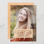 Stijlvol gesneden Afstuderen Aankondiging uitnodig (Voorkant / Achterkant)