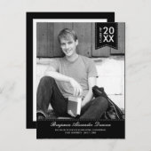 Stijlvol gestikte Afstuderen aankondiging / Uitnod (Voorkant / Achterkant)