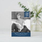 Stijlvol gestikte Afstuderen aankondiging / Uitnod (Staand voorkant)