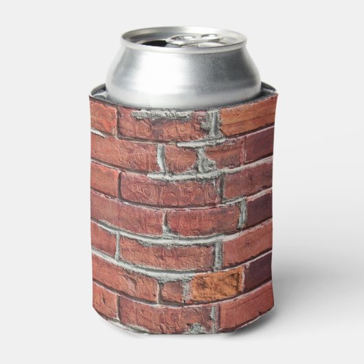 Stijlvol getextureerd rood brick blikjeskoeler (Blikje Voorkant)