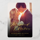 Stijlvol gevechtskerstfeestjes Foto bruiloft Folie Feestdagenkaart (Voorkant)