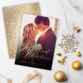 Stijlvol gevechtskerstfeestjes Foto bruiloft Folie Feestdagenkaart
