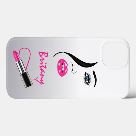 Stijlvol gezicht met roze lippenstift in de spiege Case-Mate iPhone case (Achterkant (horizontaal))