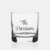 Stijlvol gezinsmonogram whisky glas (Voorkant)
