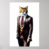 Stijlvol Ginger Cat Man in zijn Suit Poster (Voorkant)
