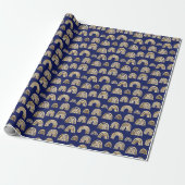 Stijlvol Glam Gold Rainbow Pattern Chic Navy Blue Cadeaupapier (Uitgerold)