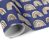 Stijlvol Glam Gold Rainbow Pattern Chic Navy Blue Cadeaupapier (Rol Hoek)