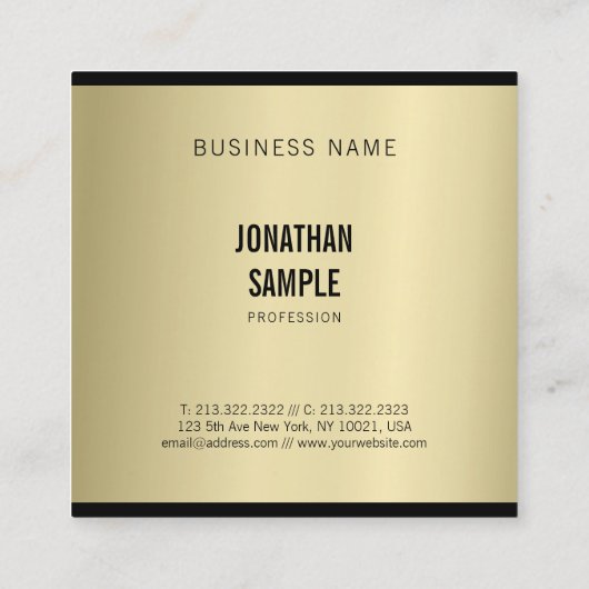 Stijlvol Glamoureus Gold Kijk Modern Plain Luxe Vierkante Visitekaartje (Achterkant)