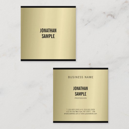Stijlvol Glamoureus Gold Kijk Modern Plain Luxe Vierkante Visitekaartje (Voorkant / Achterkant)