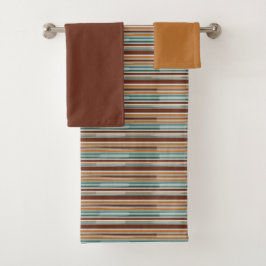 Stijlvol glitchy streeppatroon Terra Cotta Sinaasa Bad Handdoek