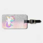 Stijlvol Glitter Bokeh, Unicorn, Stars Bagagelabel (Voorkant horizontaal)