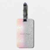 Stijlvol Glitter Bokeh, Waterverf Unicorn, sterren Bagagelabel (Achterkant verticaal)