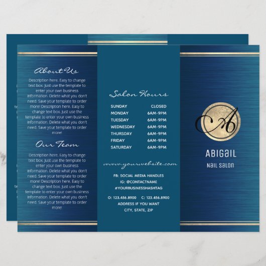 Stijlvol glitter en geborsteld metaal, drievoudig  (Voorkant / Achterkant)