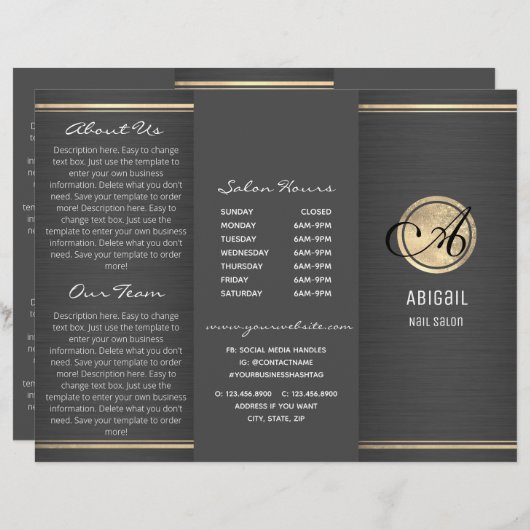 Stijlvol glitter en geborsteld metaal, drievoudig (Voorkant / Achterkant)