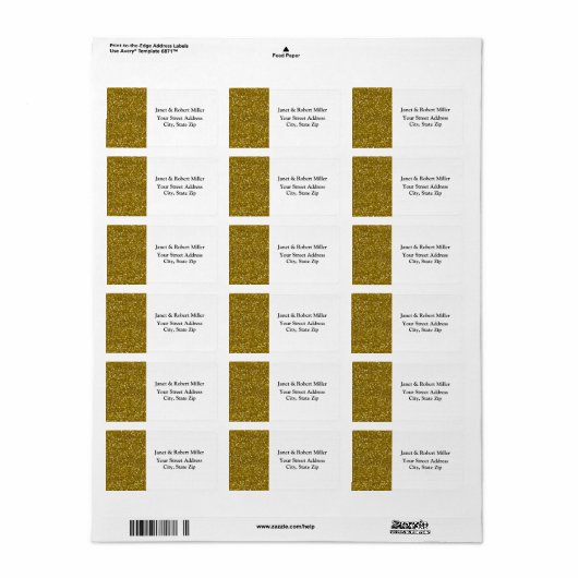 Stijlvol Glitter Gold Etiket (Full Sheet)